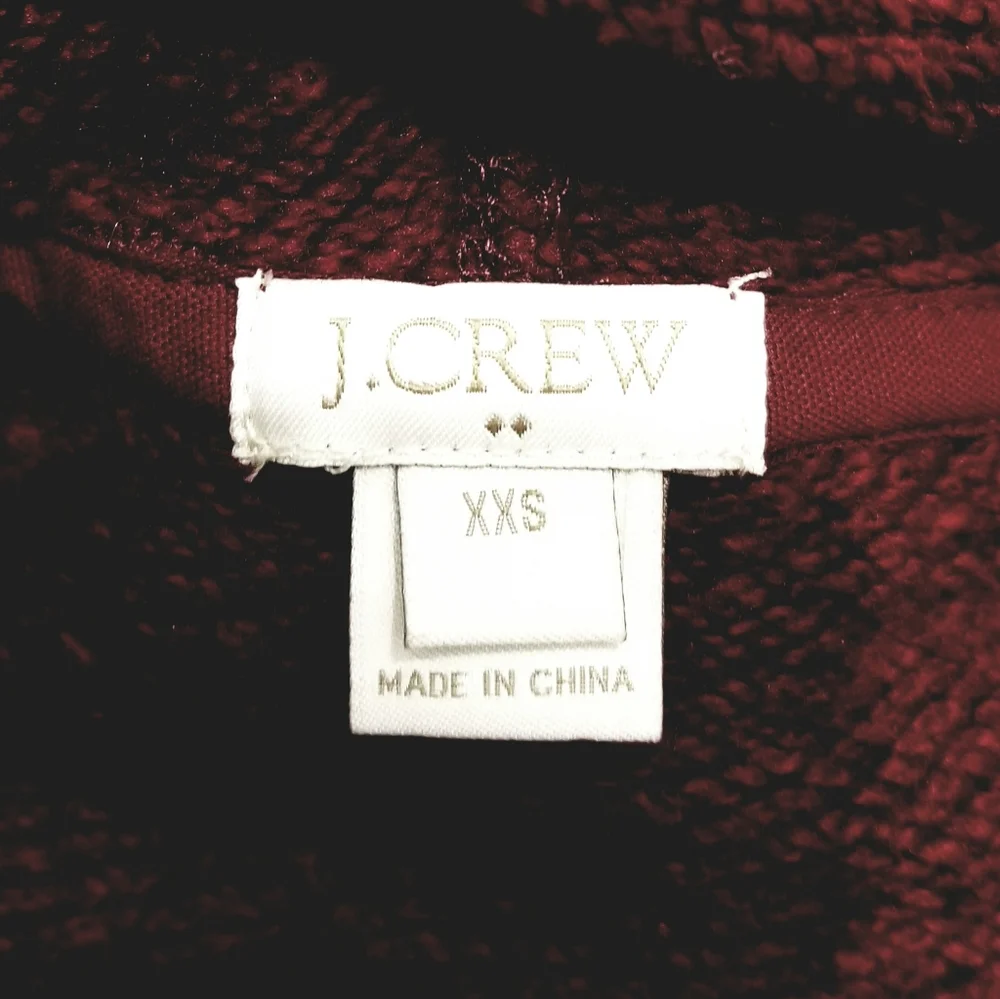 J.Crew Burgundy Kangaroo Pocket Cowlneck Pullover Top XXS-S